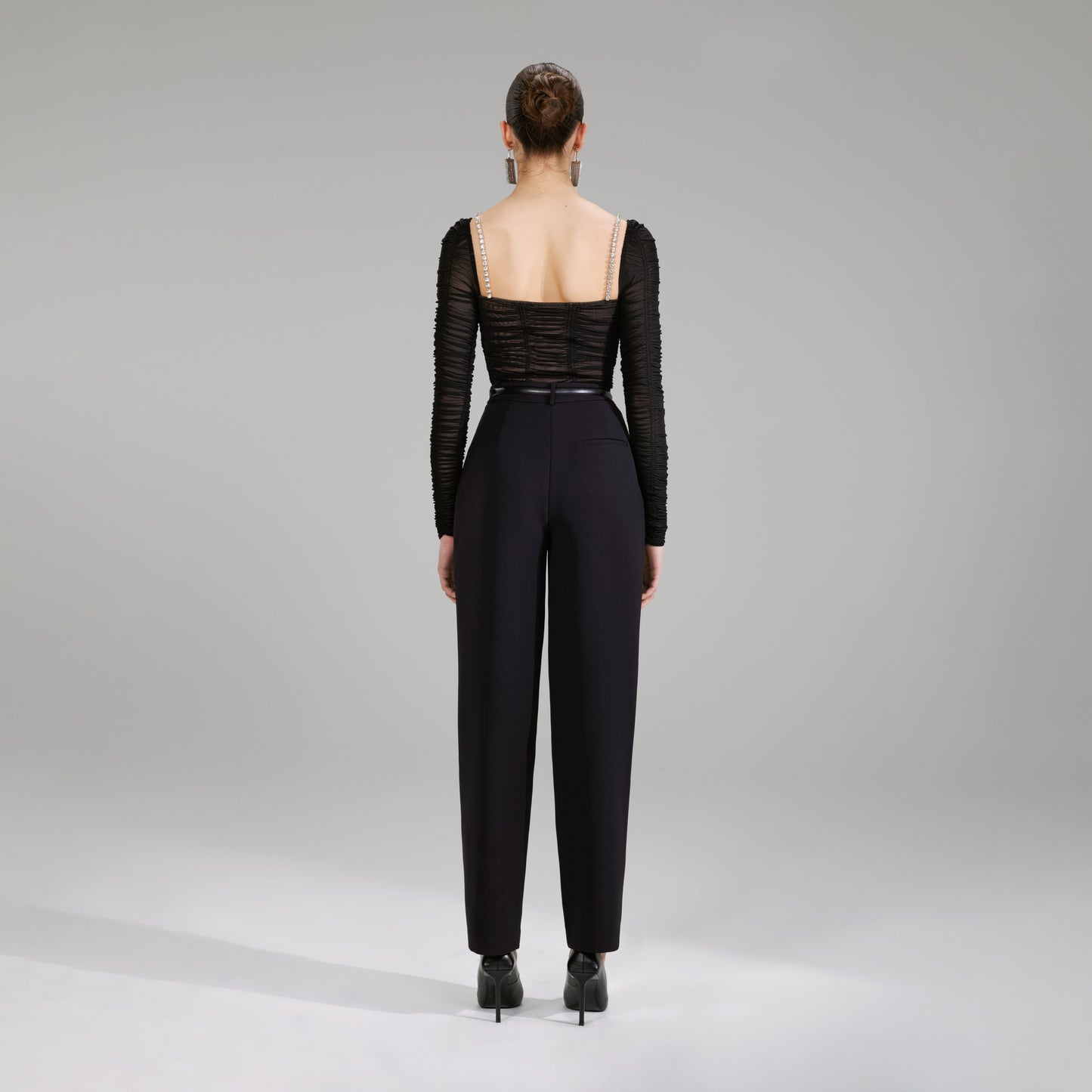 BLK POWER MESH LS TOP