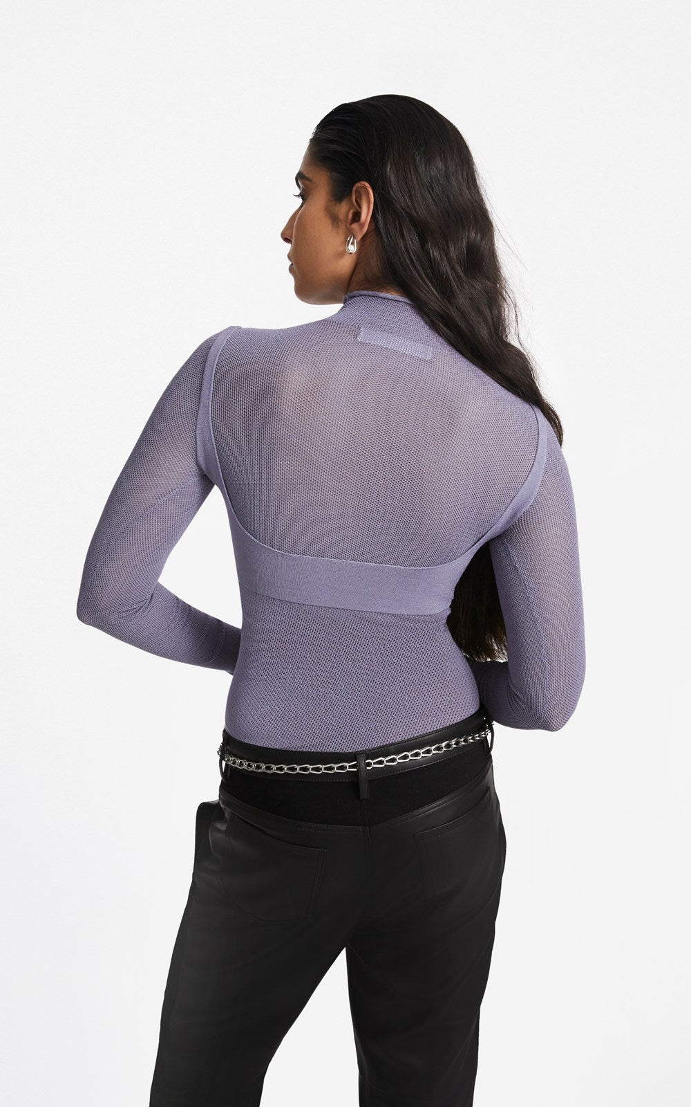 Slate Hosiery Mesh Top