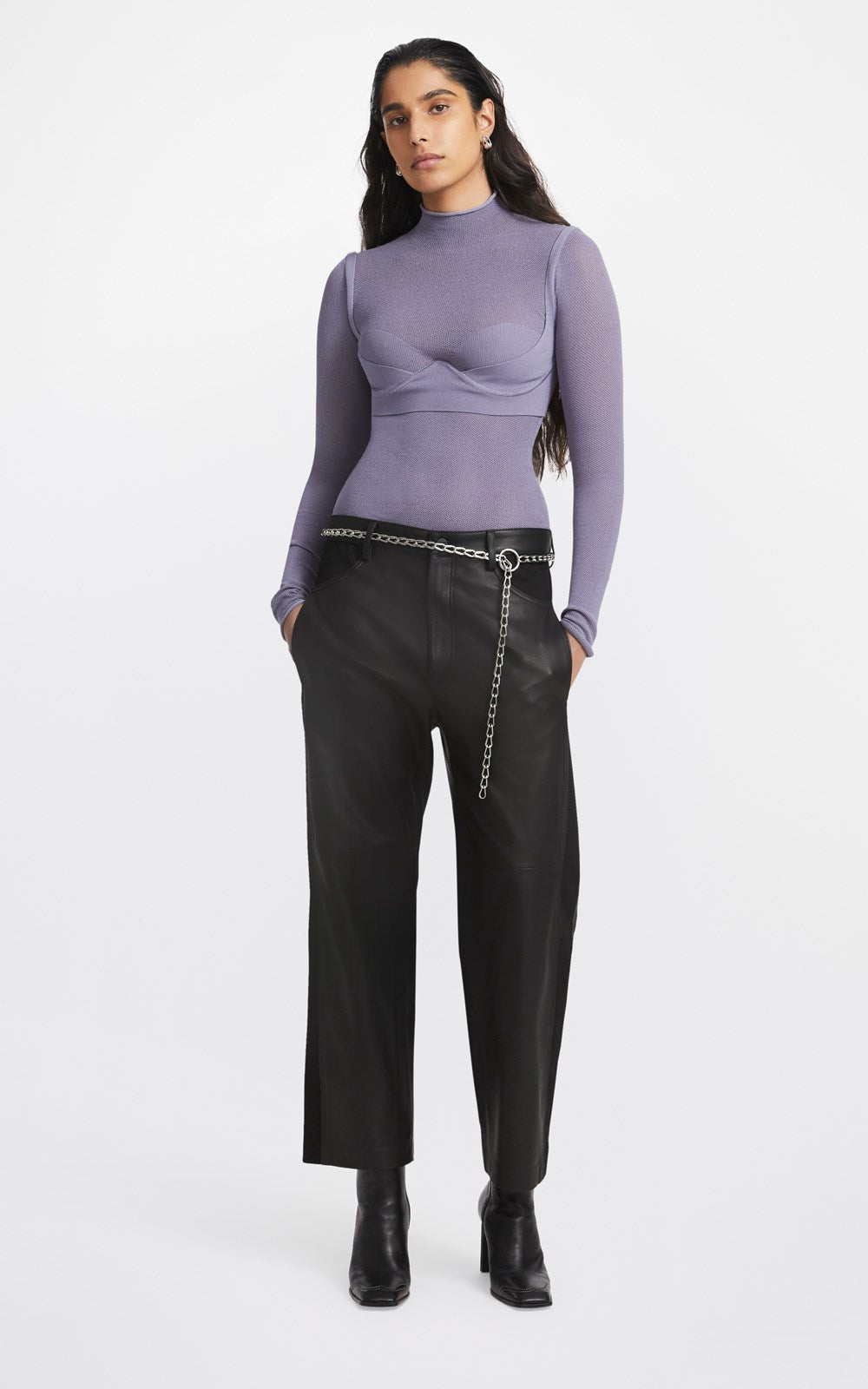 Slate Hosiery Mesh Top