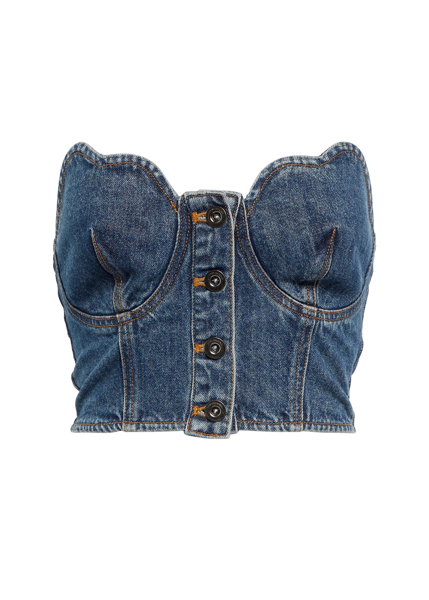 SCALLOPED DENIM TOP