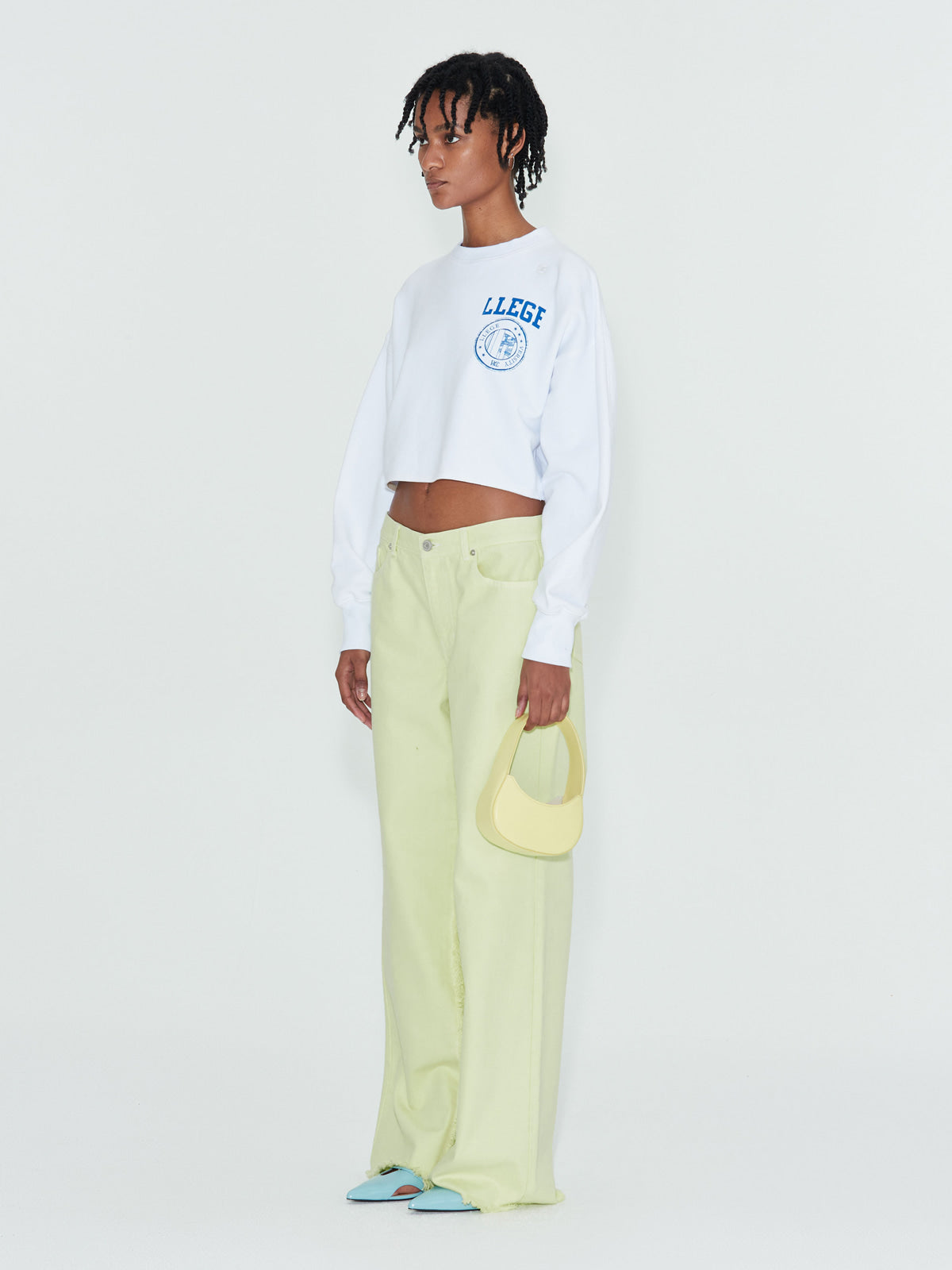 White Llege Series Crop Sweat