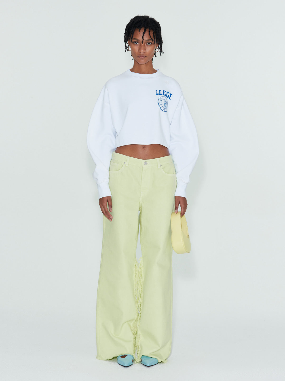White Llege Series Crop Sweat