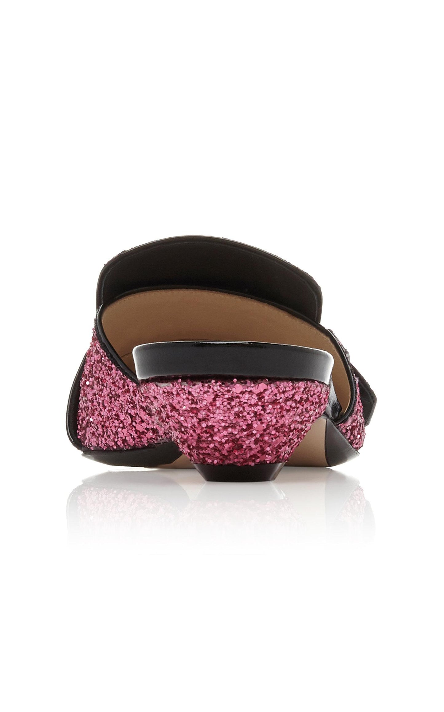 Fucsia Glitter Buckled Mules
