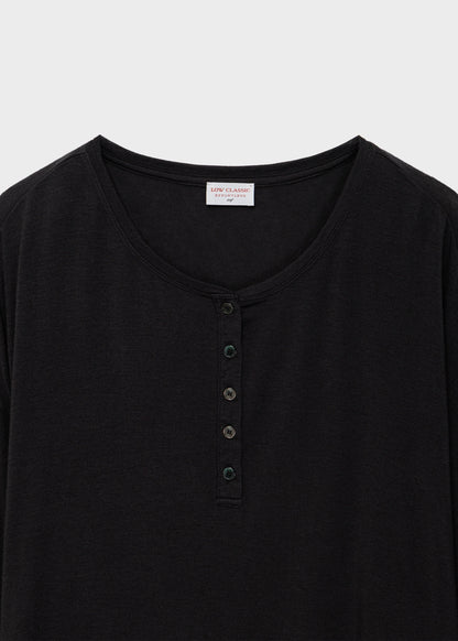 Asymmetric Henley Neck Wool T-shirt