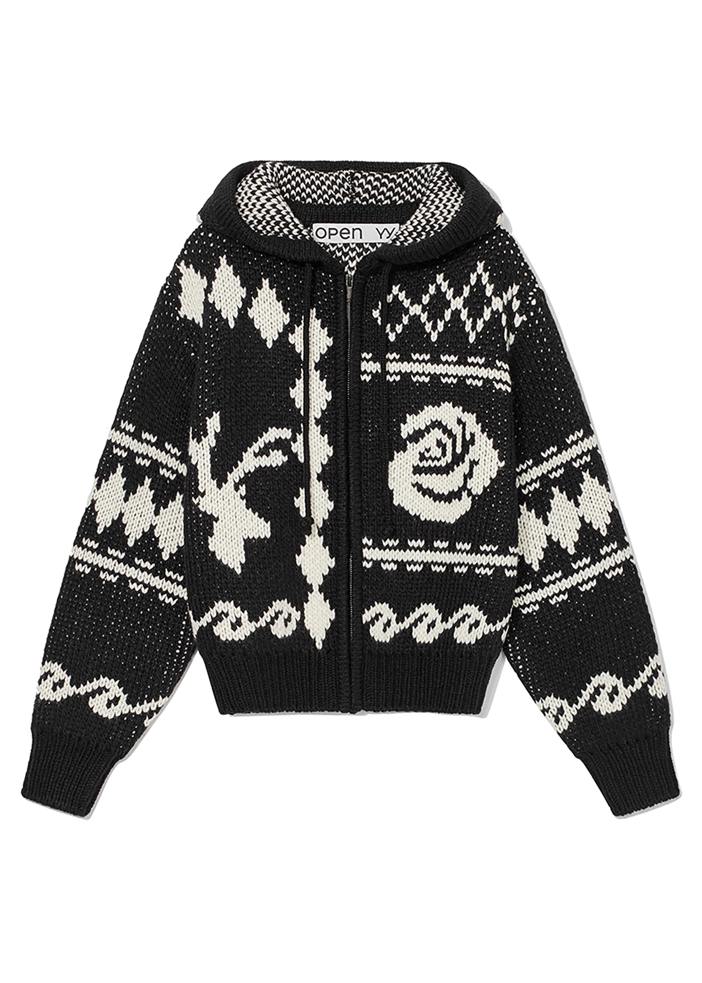 Rose & Deer Jacquard Knit Jacket
