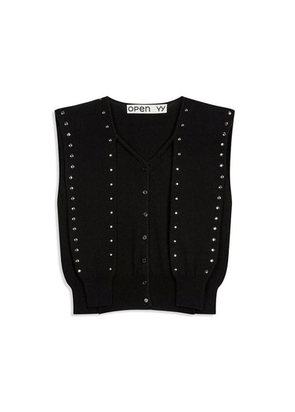 Stud Sleeve Layered Cardigan