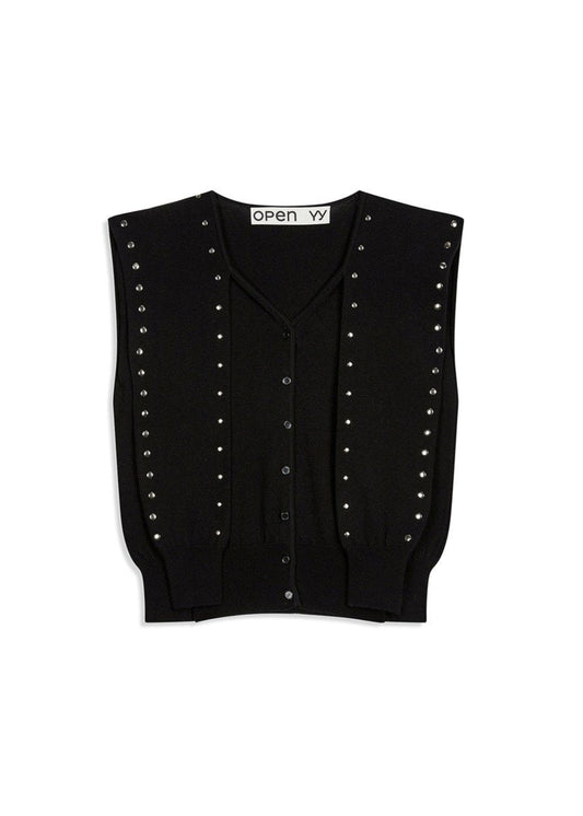 Stud Sleeve Layered Cardigan