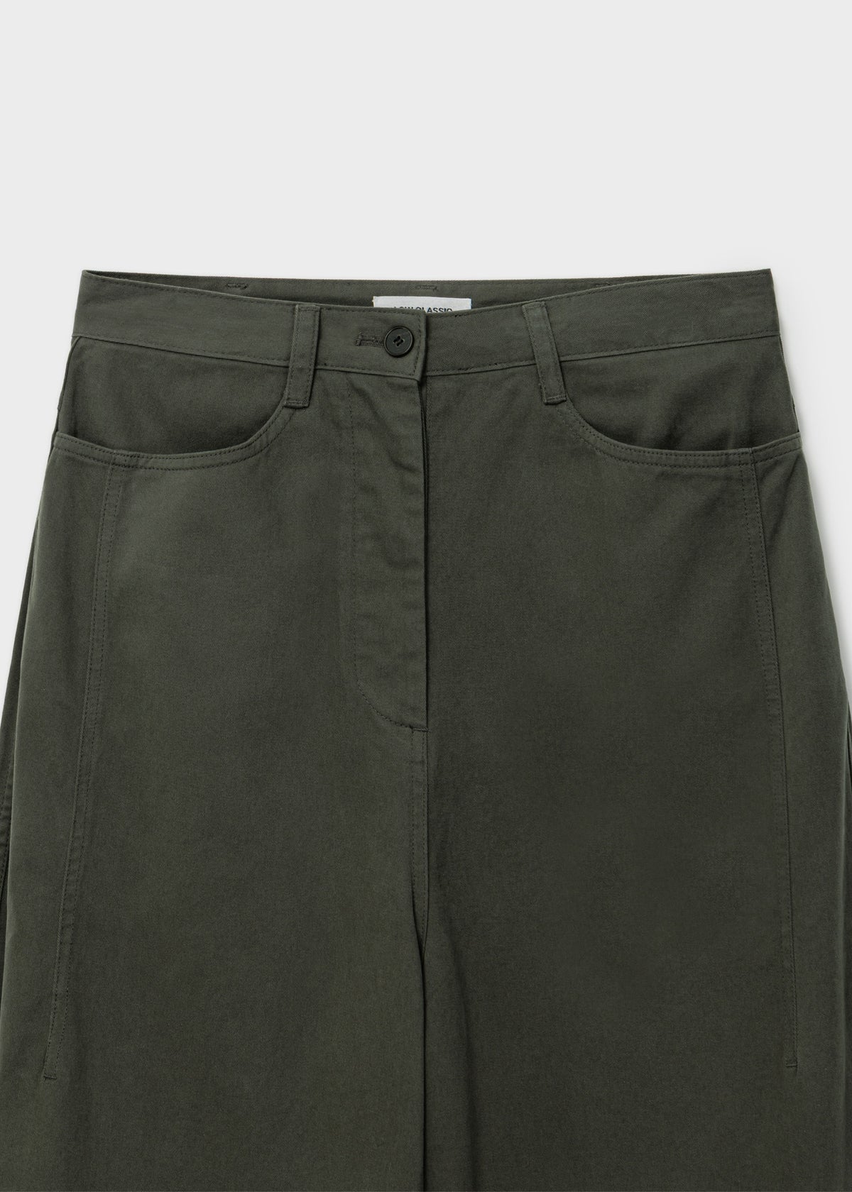 Wide-fit Curved Cotton Pants