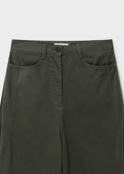 Wide-fit Curved Cotton Pants