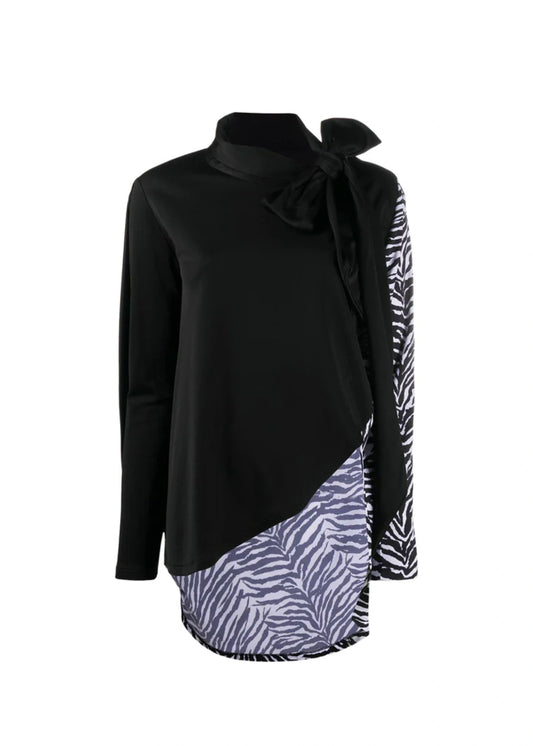 Black Zebra Satin Blouse
