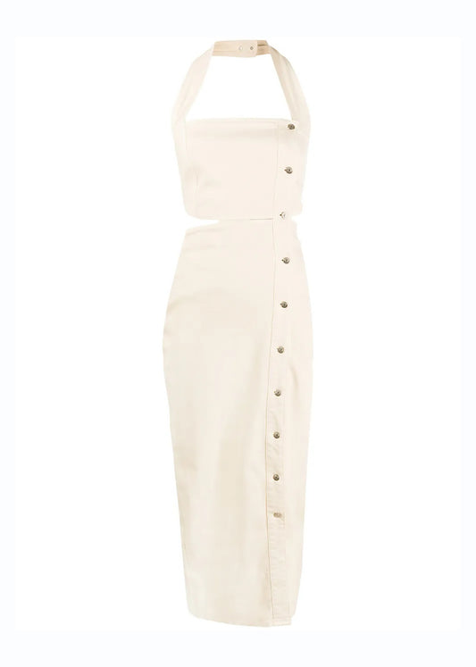 Aster Cutout Denim Halterneck Dress