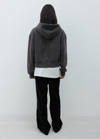 Washed Cotton Zip-Up Hoodie