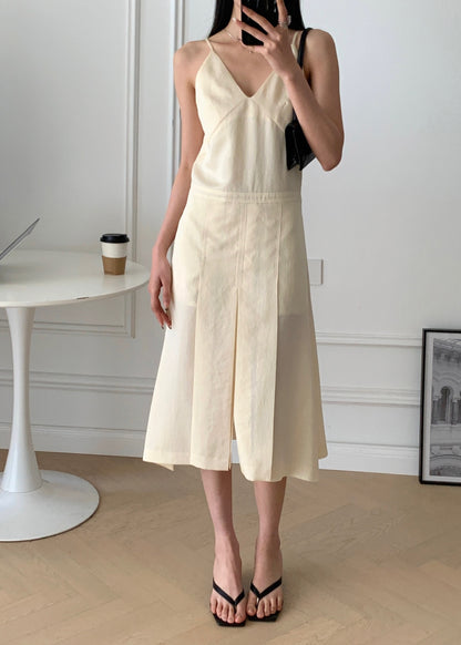 Pleats Detail Strap Dress