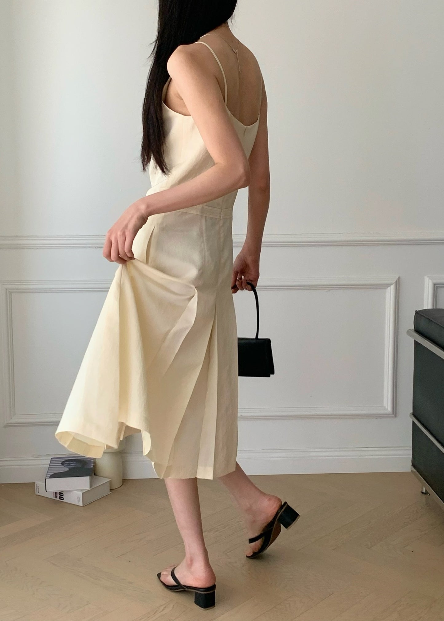 Pleats Detail Strap Dress