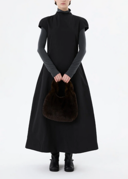 Taffeta Mock Neck Volume Dress
