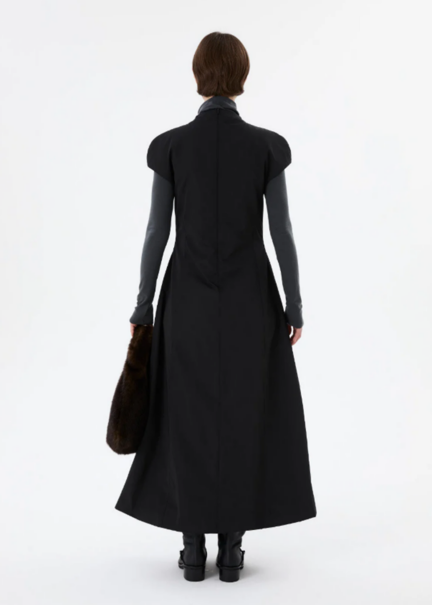 Taffeta Mock Neck Volume Dress