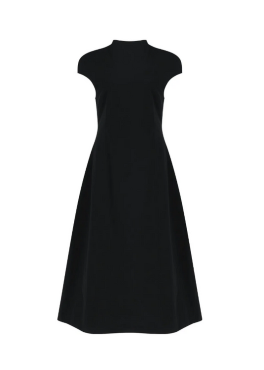 Taffeta Mock Neck Volume Dress