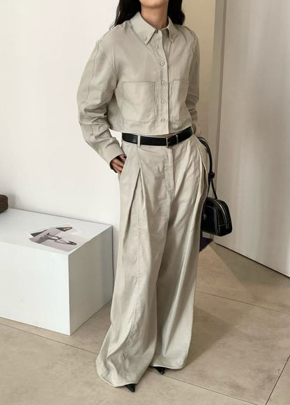 Linen Tuck Wide Pants