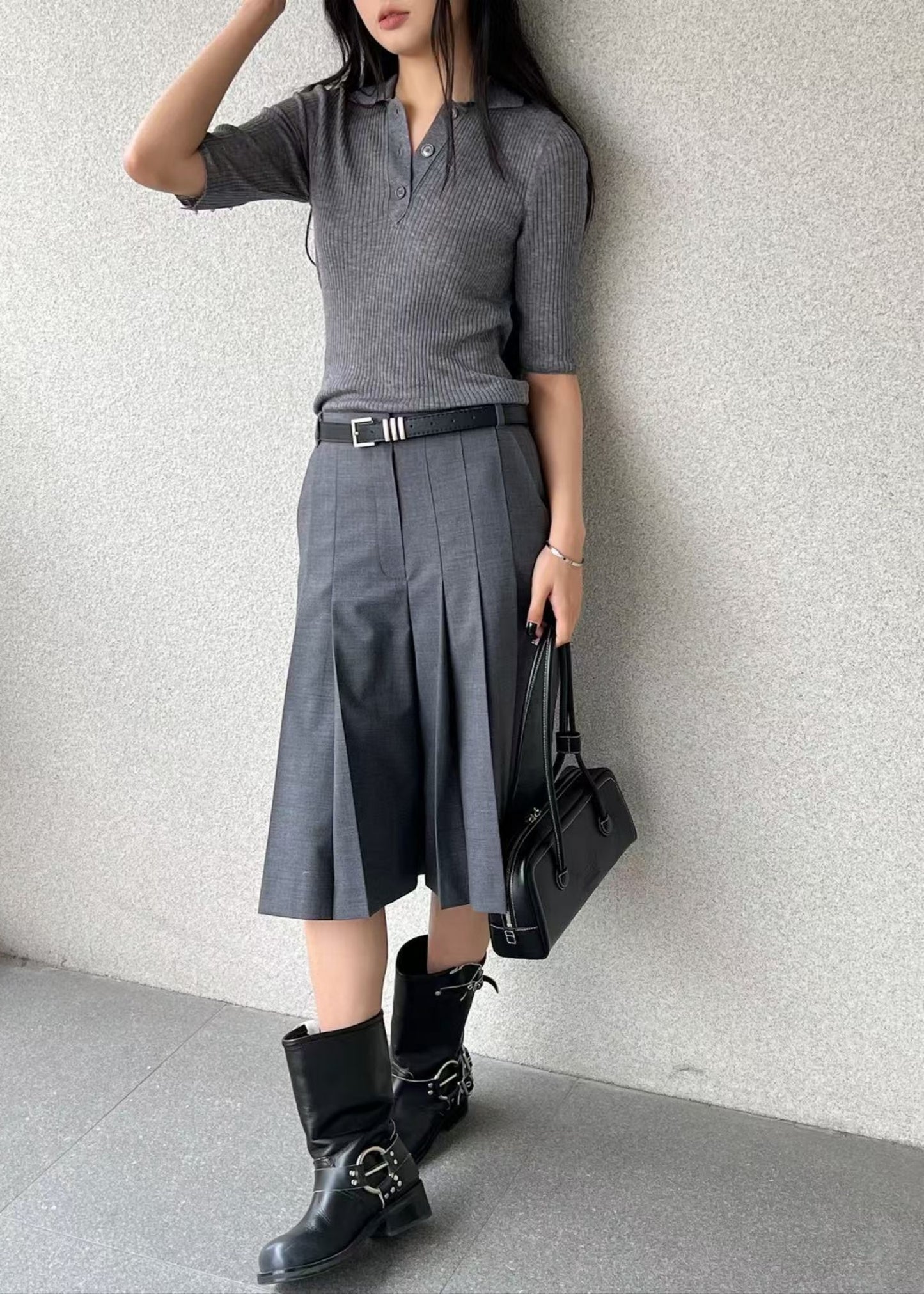 Mid-length Pleats Pants