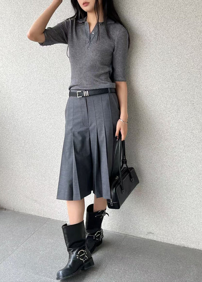 Mid-length Pleats Pants