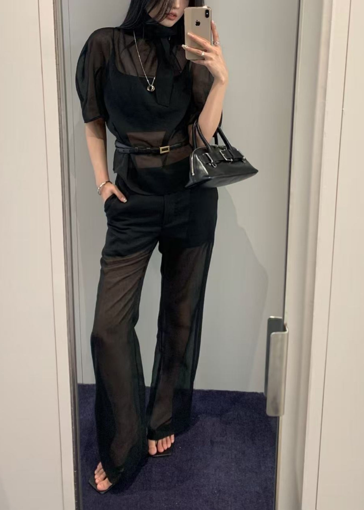 Sheer Straight Fit Pants