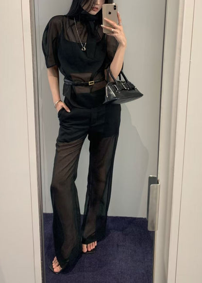 Sheer Straight Fit Pants