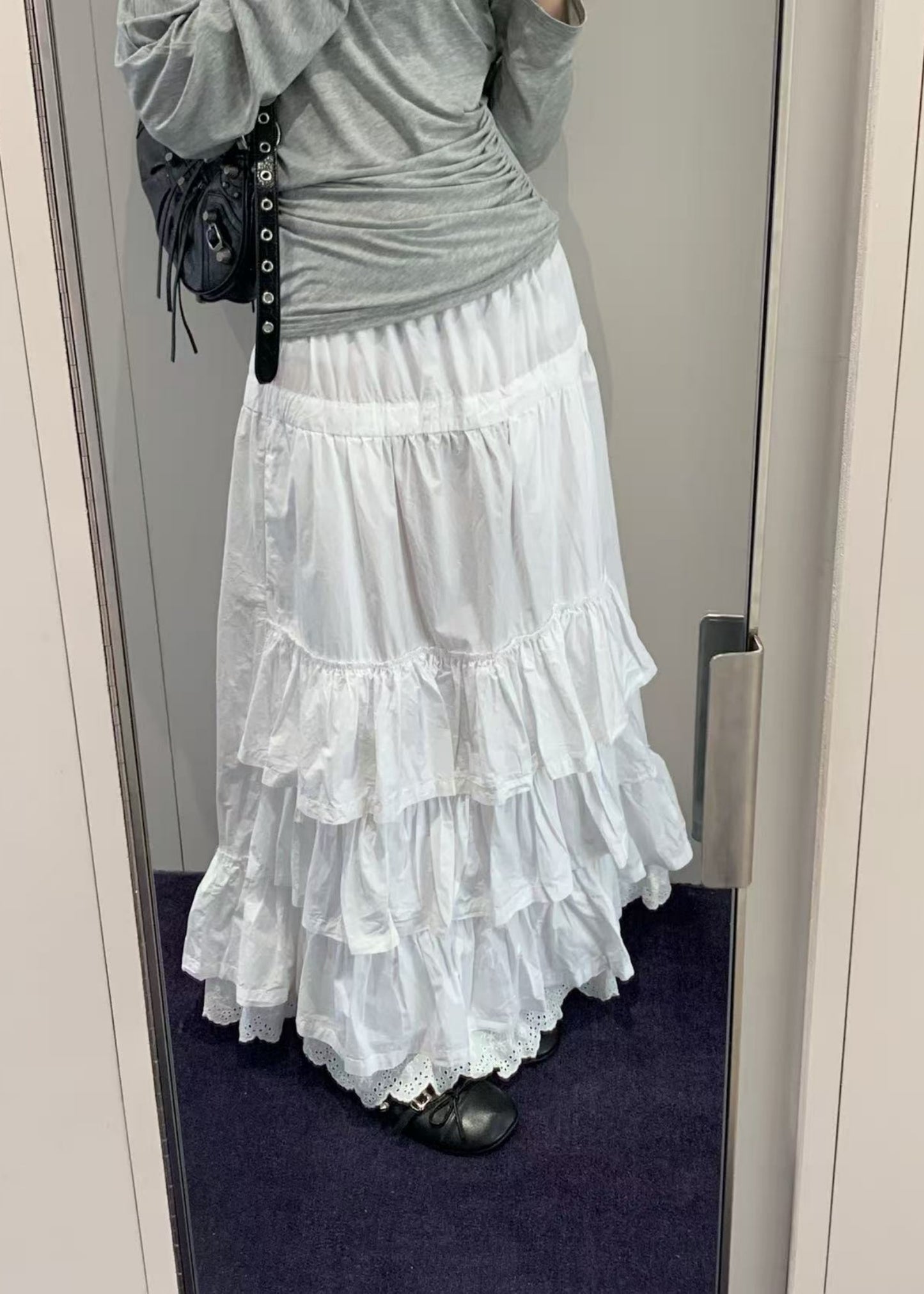 Rolled Waist Tiered Skirt