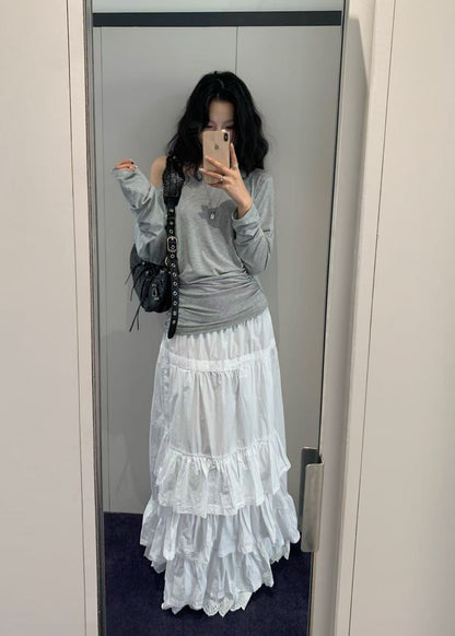 Rolled Waist Tiered Skirt