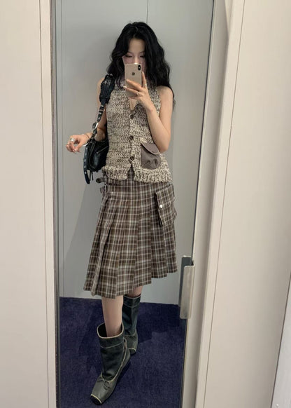Check Cargo Pocket Kilt Skirt