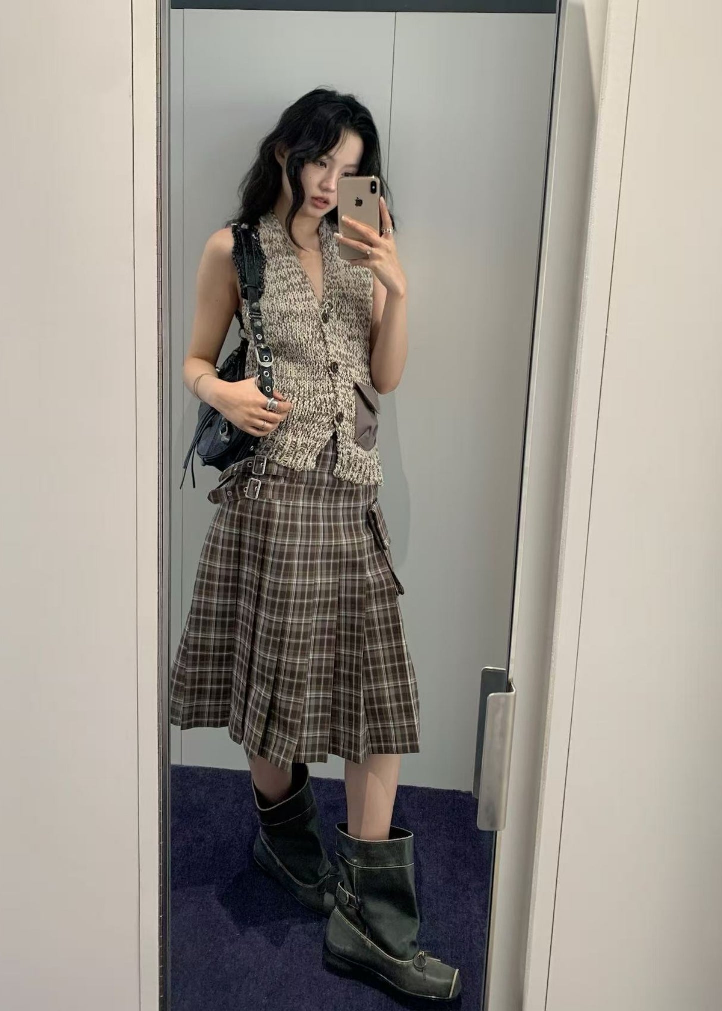 Check Cargo Pocket Kilt Skirt