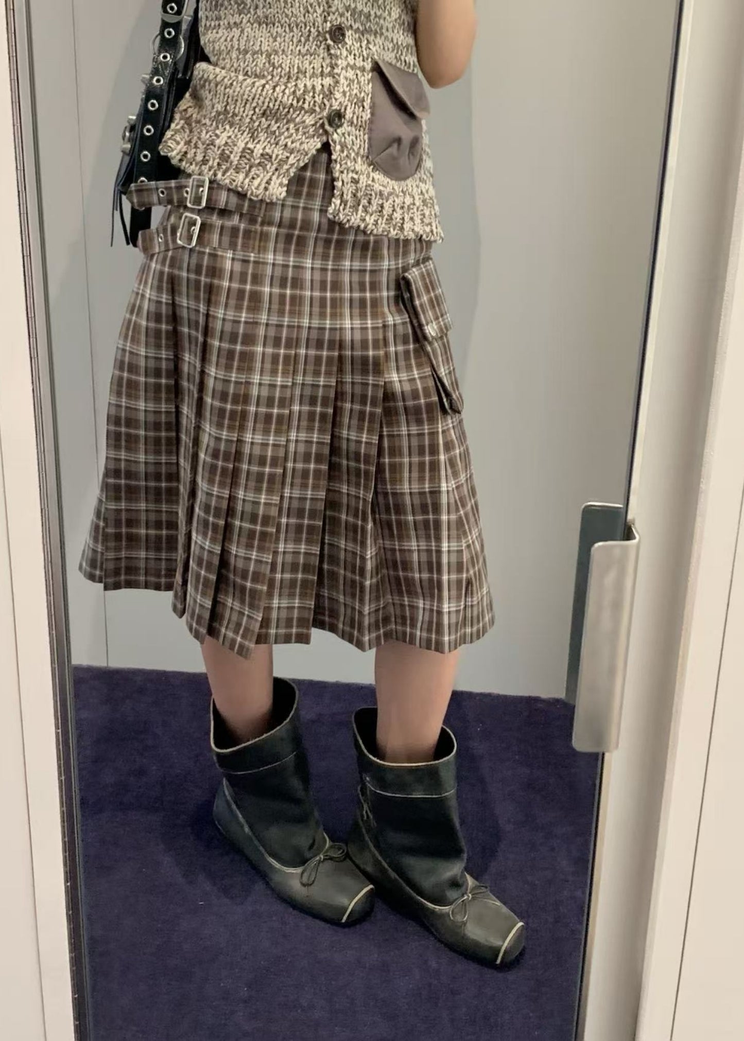 Check Cargo Pocket Kilt Skirt
