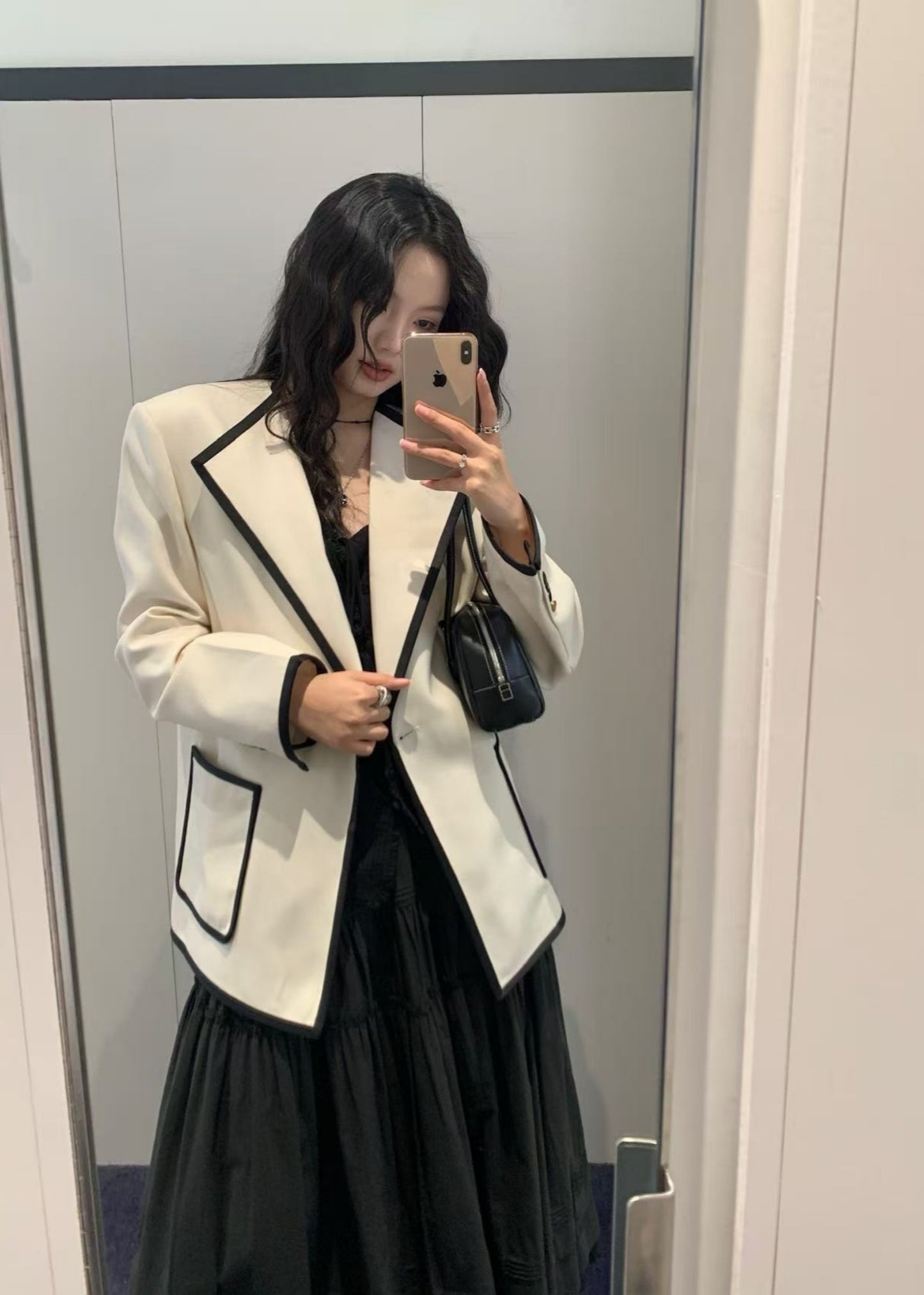 ZOVII Wide Collar Single-Button Jacket