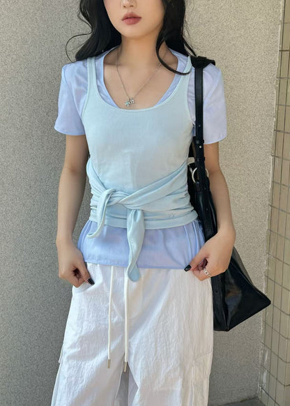 U-neck Logo Blouse