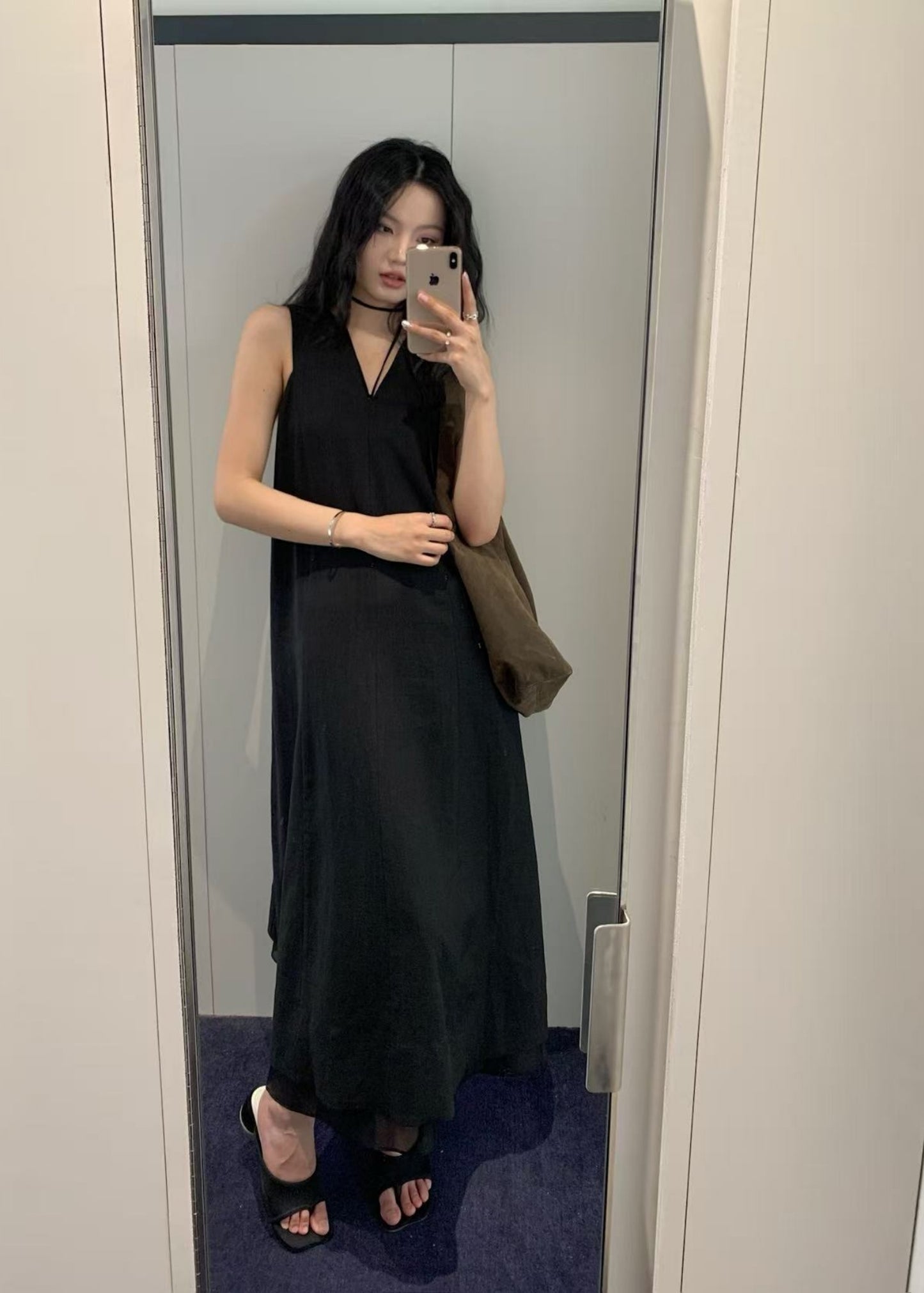 Linen Blended Sleeveless Maxi Dress