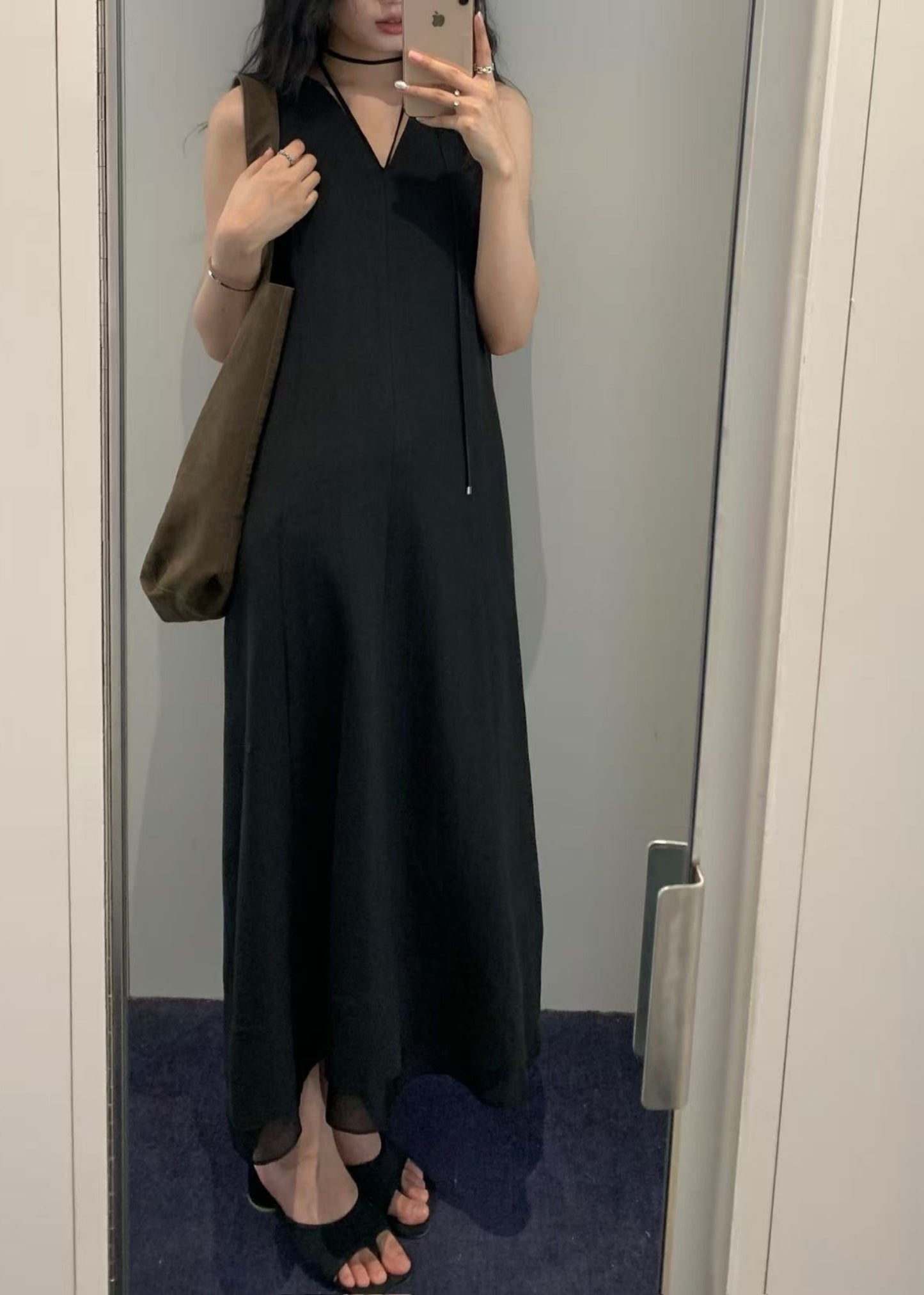 Linen Blended Sleeveless Maxi Dress