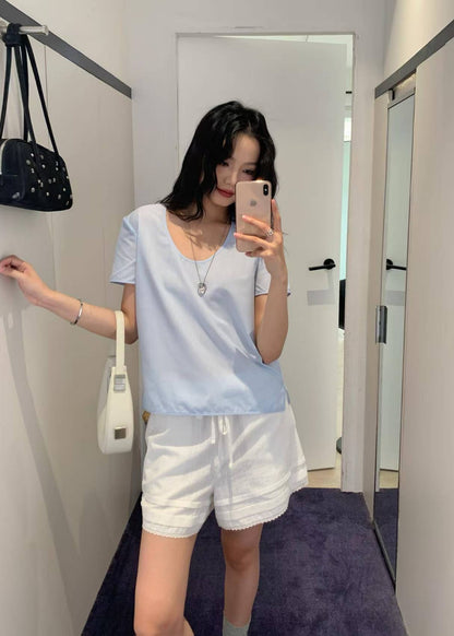 U-neck Logo Blouse