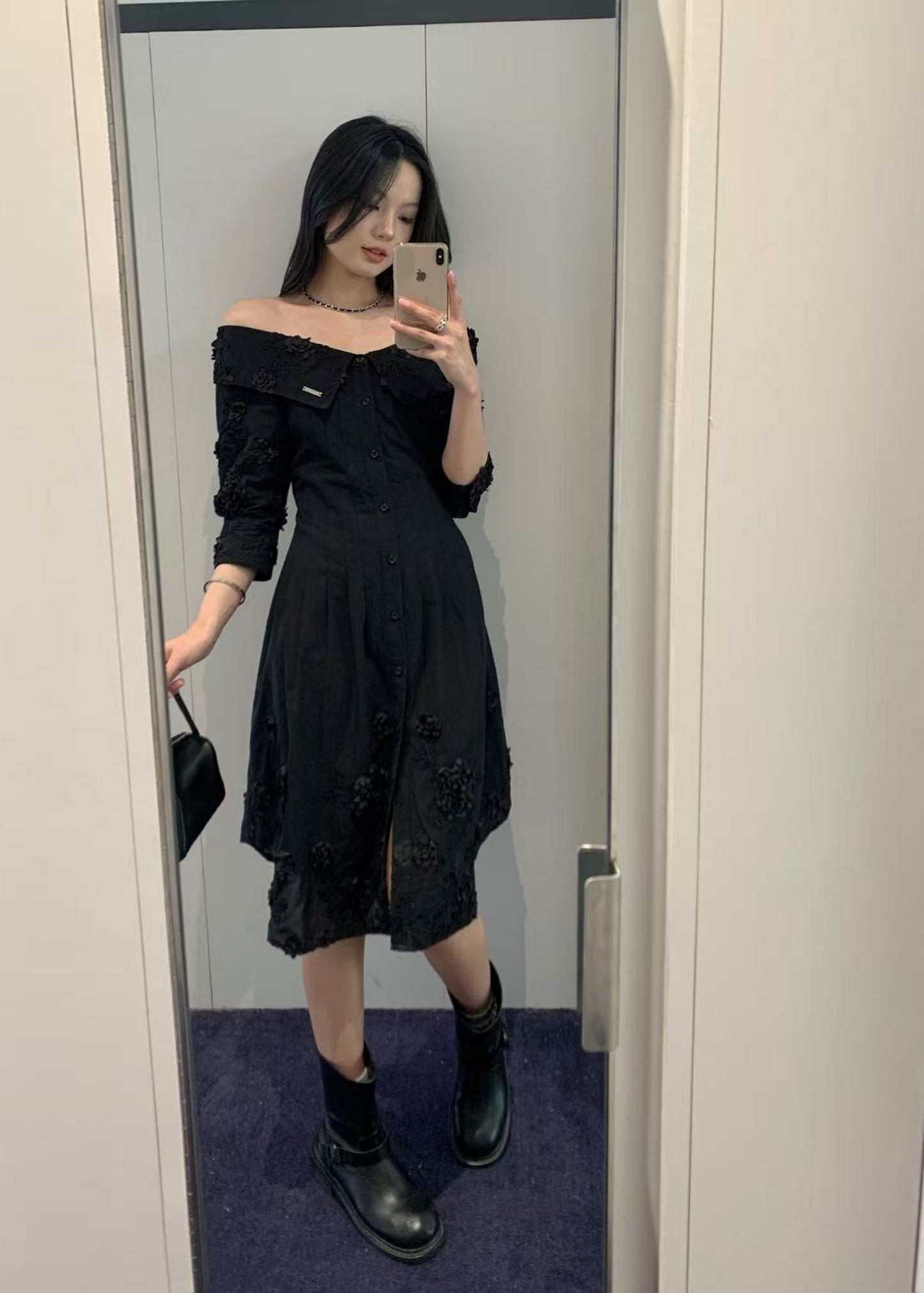 Off-the-shoulder Shirt Dress