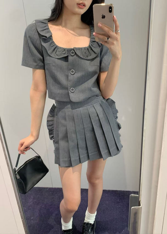 Frilled Neck Cropped Top
