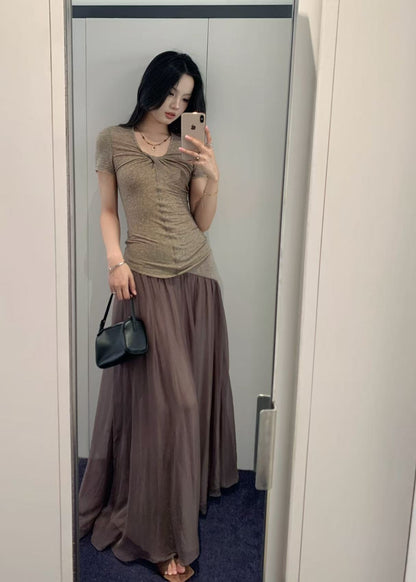 Silk Flared Midi Skirt