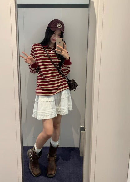 Multi Stripe Collared T-shirt