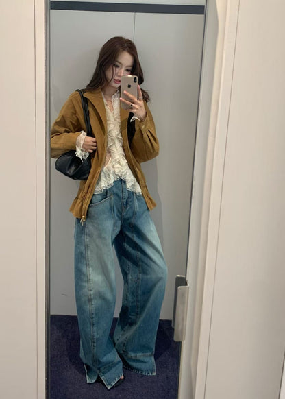 Curved Highwaist Denim Pants