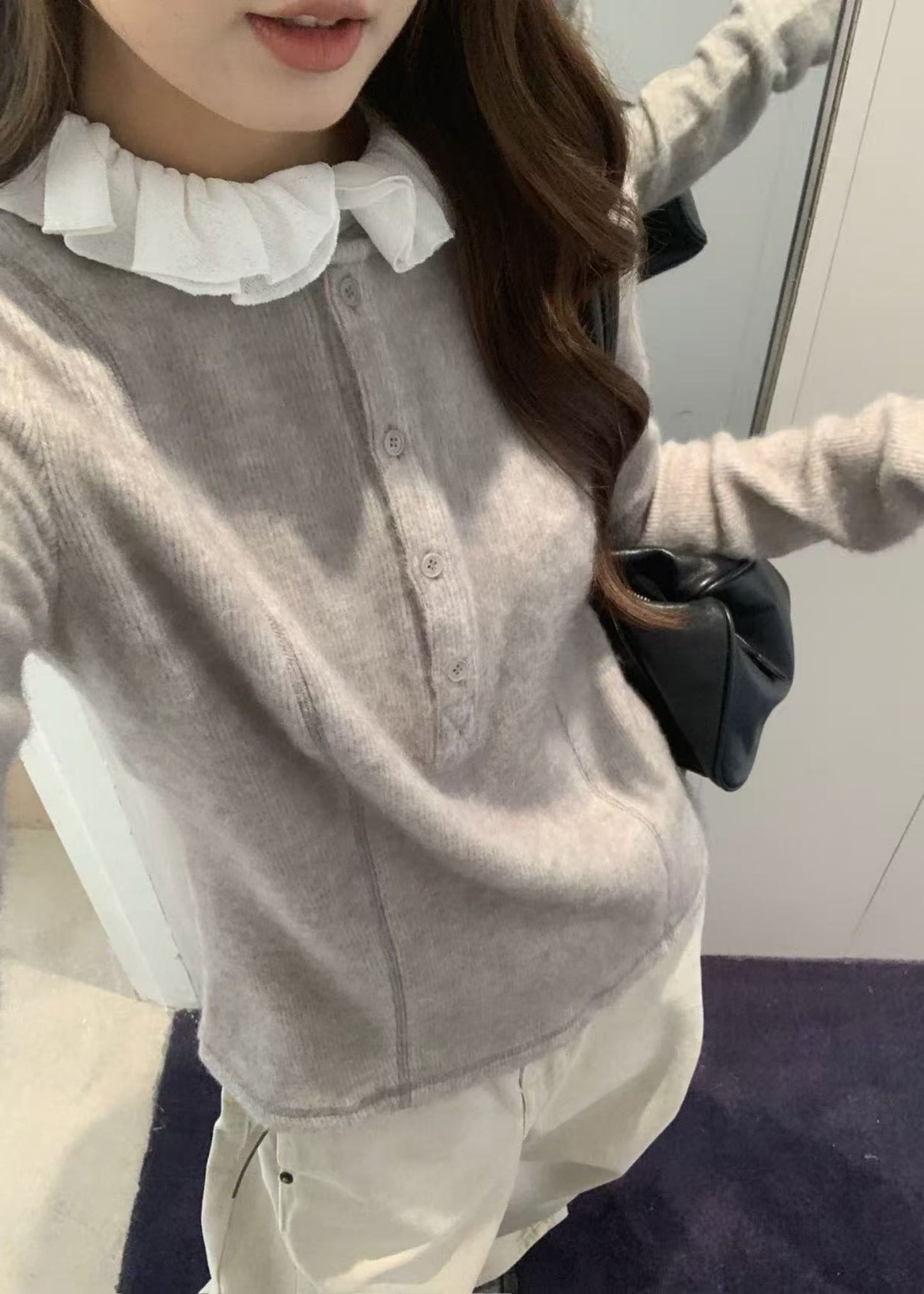 Ruffle Henlyneck Top