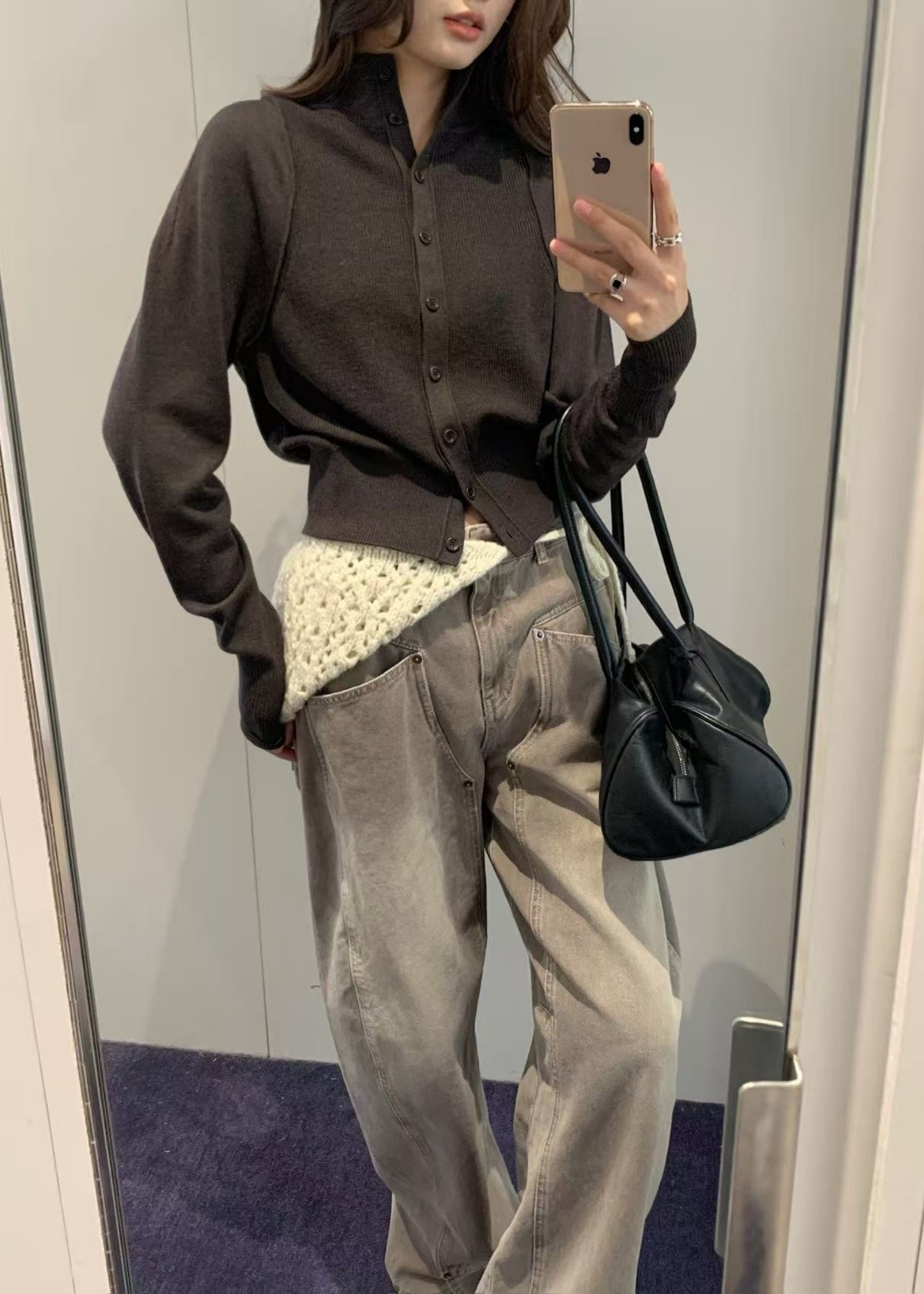 Blocking Button Up Cardigan