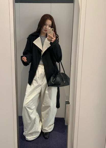 Drawstring Wide Fatigue Pants