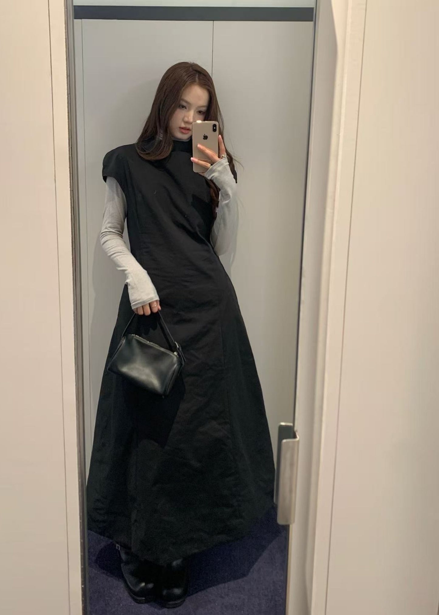 Taffeta Mock Neck Volume Dress