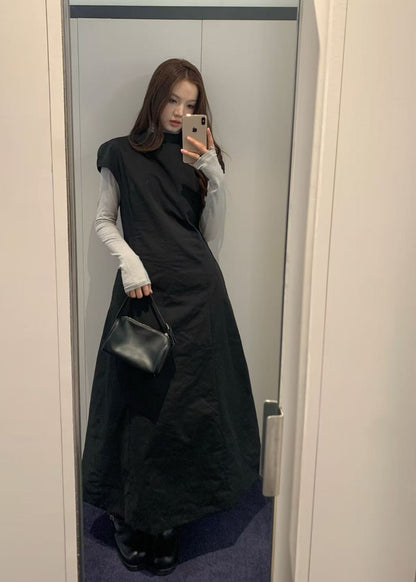 Taffeta Mock Neck Volume Dress
