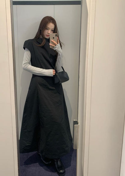 Taffeta Mock Neck Volume Dress