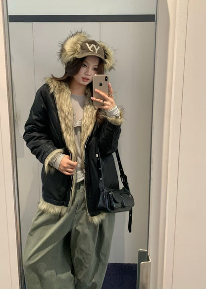 Faux Fur Corduroy Earflap Cap