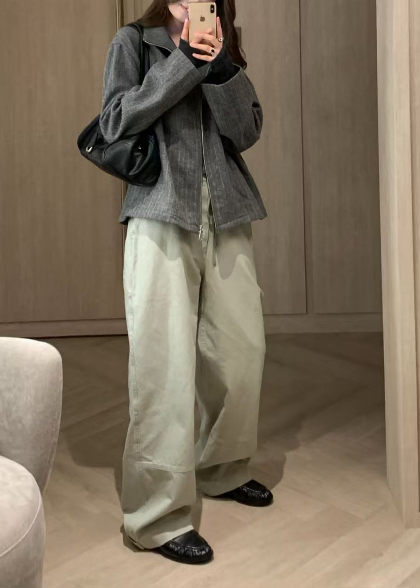 Washed Cotton Wide Pants