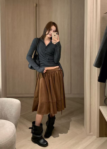 Suede Belted Skirt
